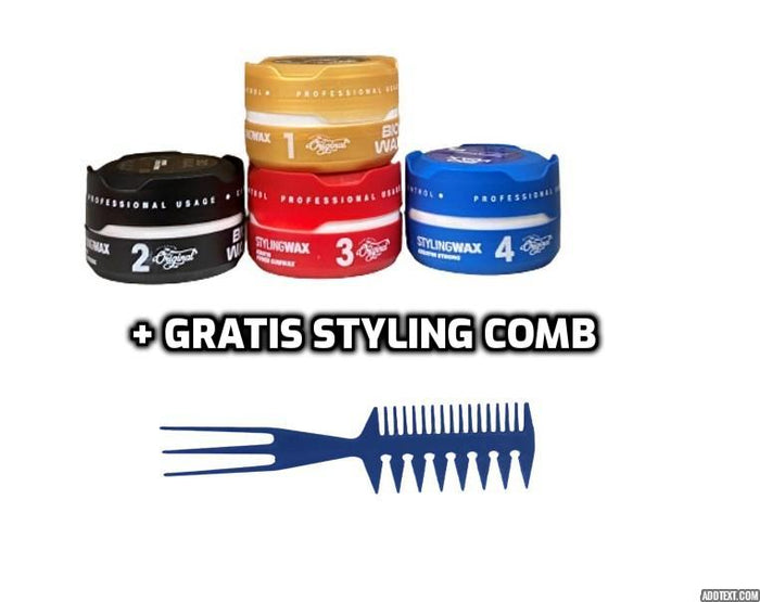 Biowax Hair Styling Wax 4 stuks + Gratis Styling Comb