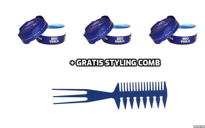 Biowax Keratin Hair Styling Wax Blue 3 stuks + Gratis Styling Comb