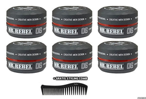 Mr Rebel 06 Hair Styling Wax Black 6 STUKS