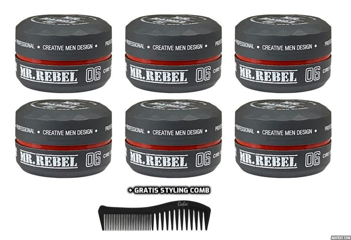 Mr Rebel 06 Hair Styling Wax Black 6 STUKS